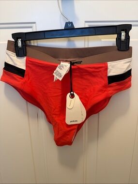 Prana Red Briefs with Tan Waistband and Black & White Accents